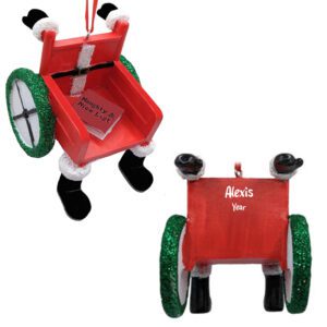 Personalized Santa Themed Wheelchair Glittered 3-D Ornament