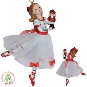 Clara Dancing With GLITTERED NUTCRACKER 3-D Personalized Ornament