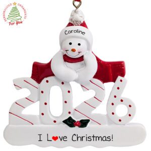 Personalized Person Loves Christmas 2026 Snowman Ornament