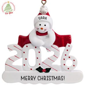 Personalized Merry Christmas 2026 Snowman Keepsake Ornament