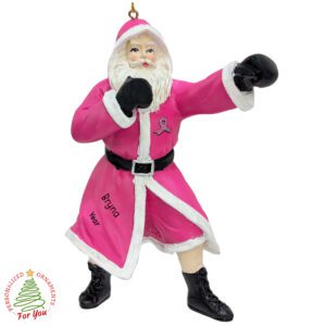 Personalized Santa Fighting Breast Cancer Fully Dimensional Ornament