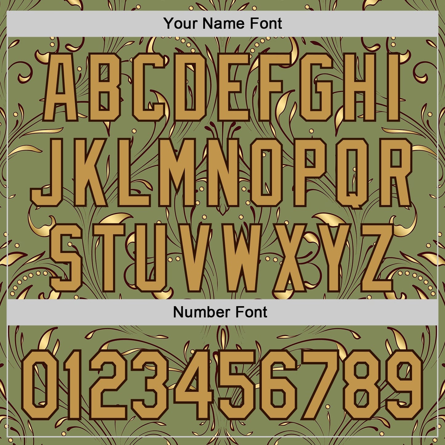Custom Green Old Gold-Brown Baroque Floral Scroll Authentic Baseball Jersey