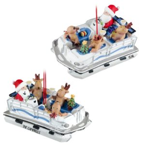 Pontoon Santa + Reindeer Partying Personalized Ornament