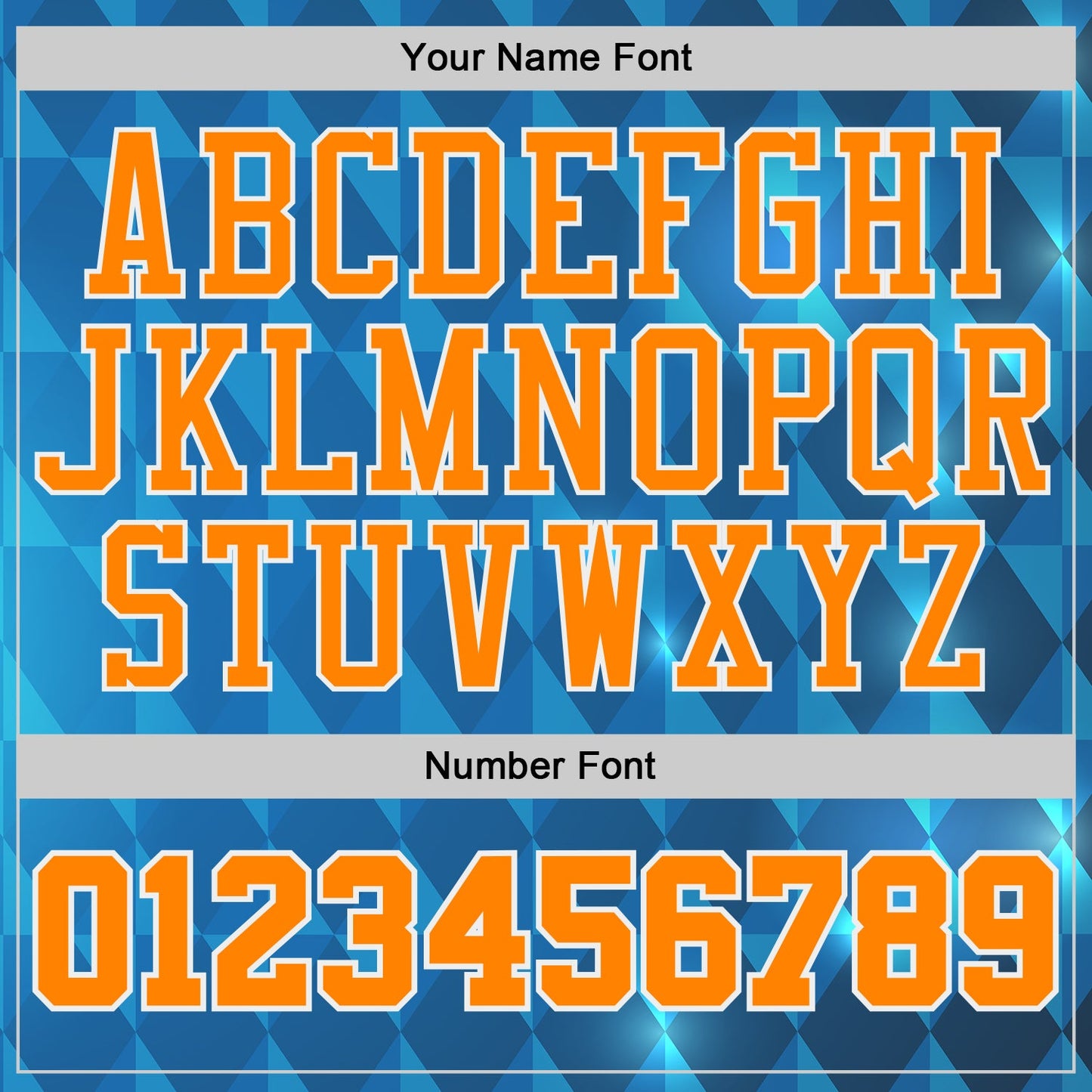 Custom Blue Bay Orange-White Diamond Shapes Geometric Round Neck Sublimation Basketball Uniform Jersey