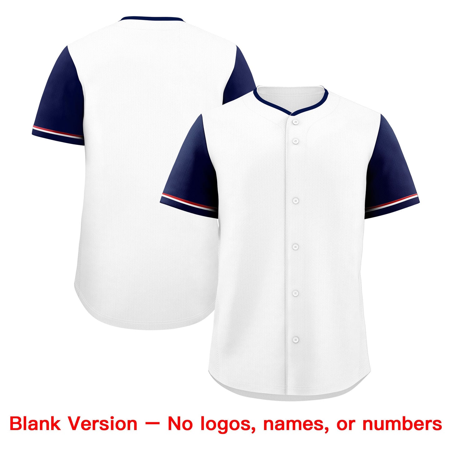 Custom White Red Navy Classic Style Baseball Jersey Stitched Sports Uniform Personalized For Teams