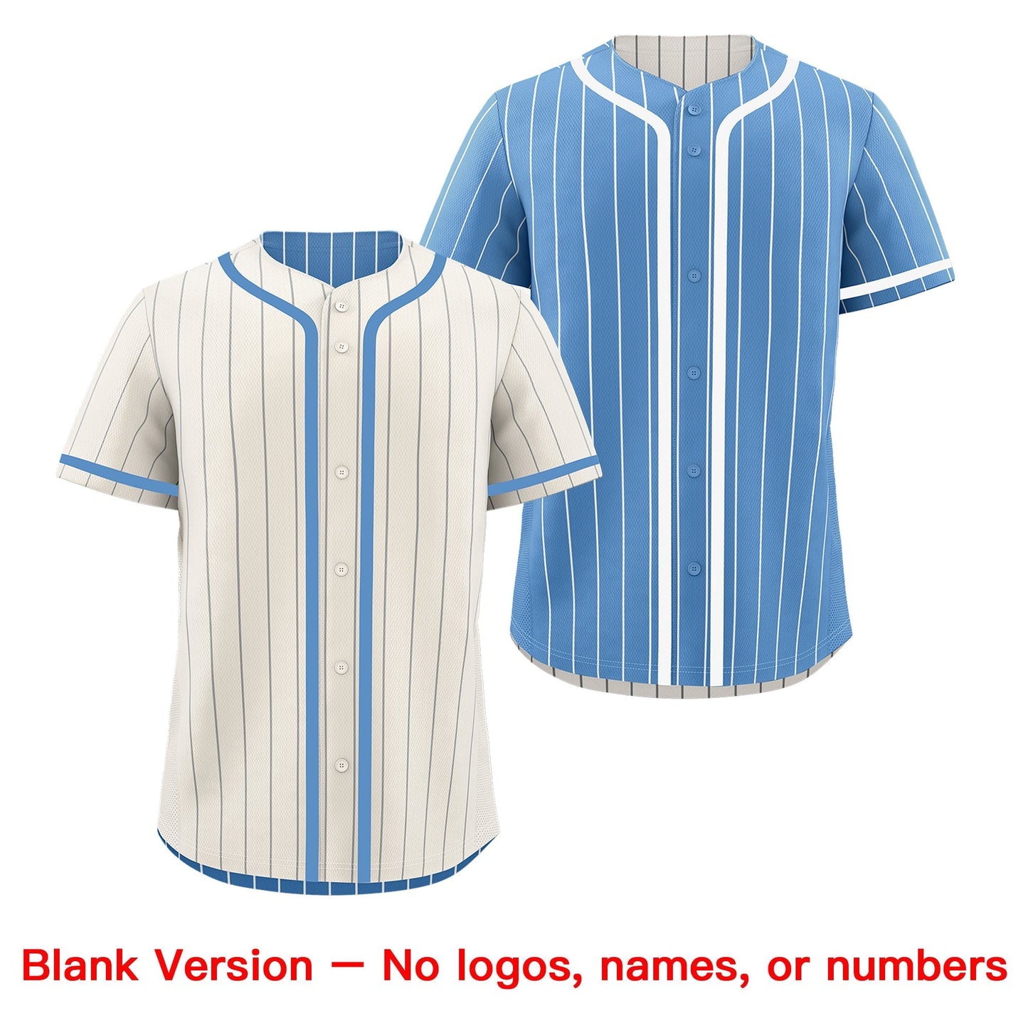 Custom Cream Light Blue Reversible Baseball Jersey Stripe Fashion Game Day & Tournament Wear Lightweight