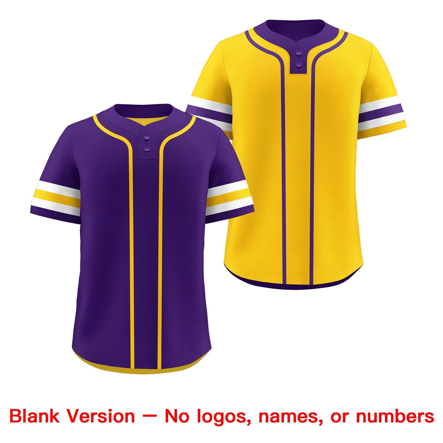 Custom White Gold Purple Reversible Baseball Jersey Classic Style Two-Button Team Uniform