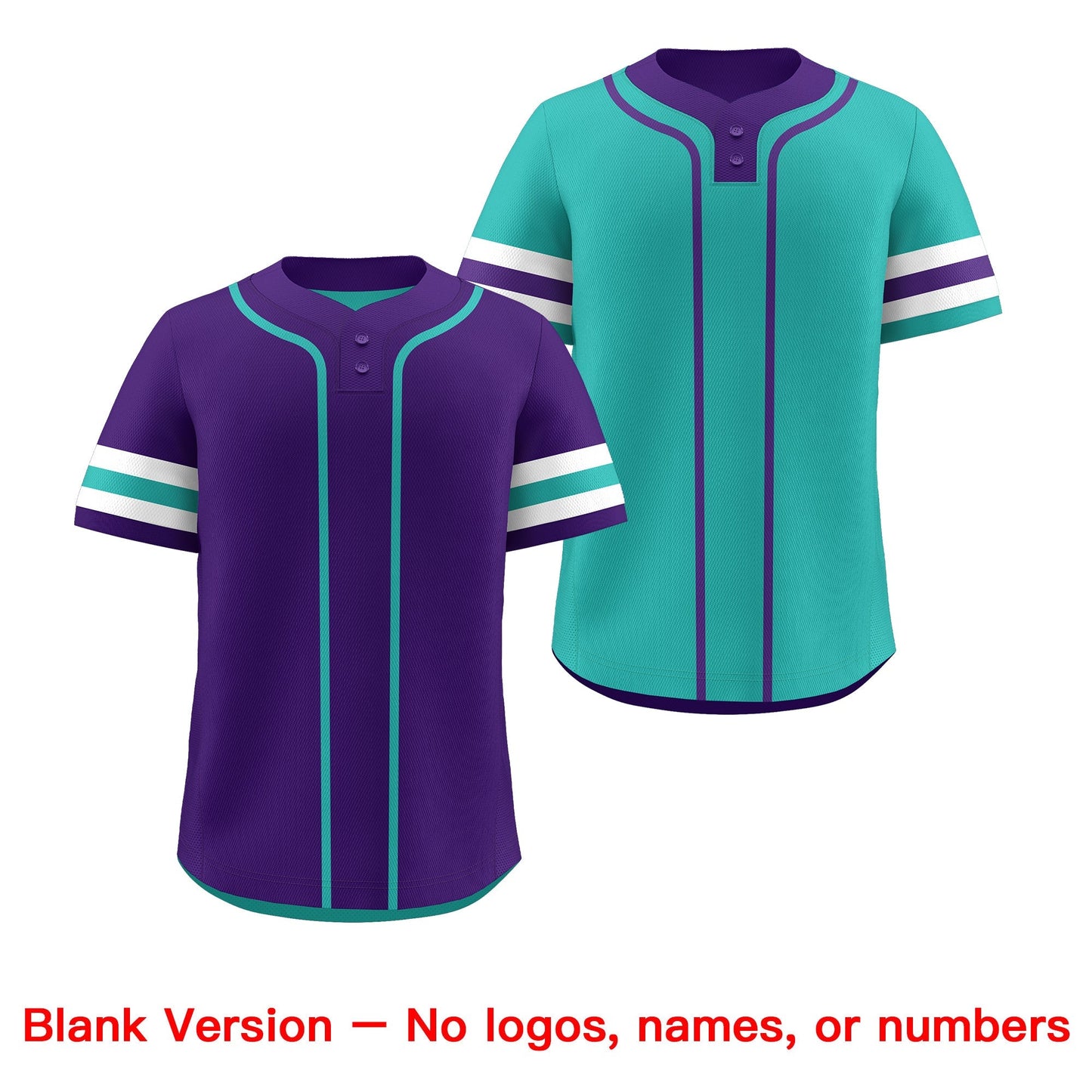 Custom White Aqua Purple Reversible Baseball Jersey Classic Style Two-Button Team Uniform