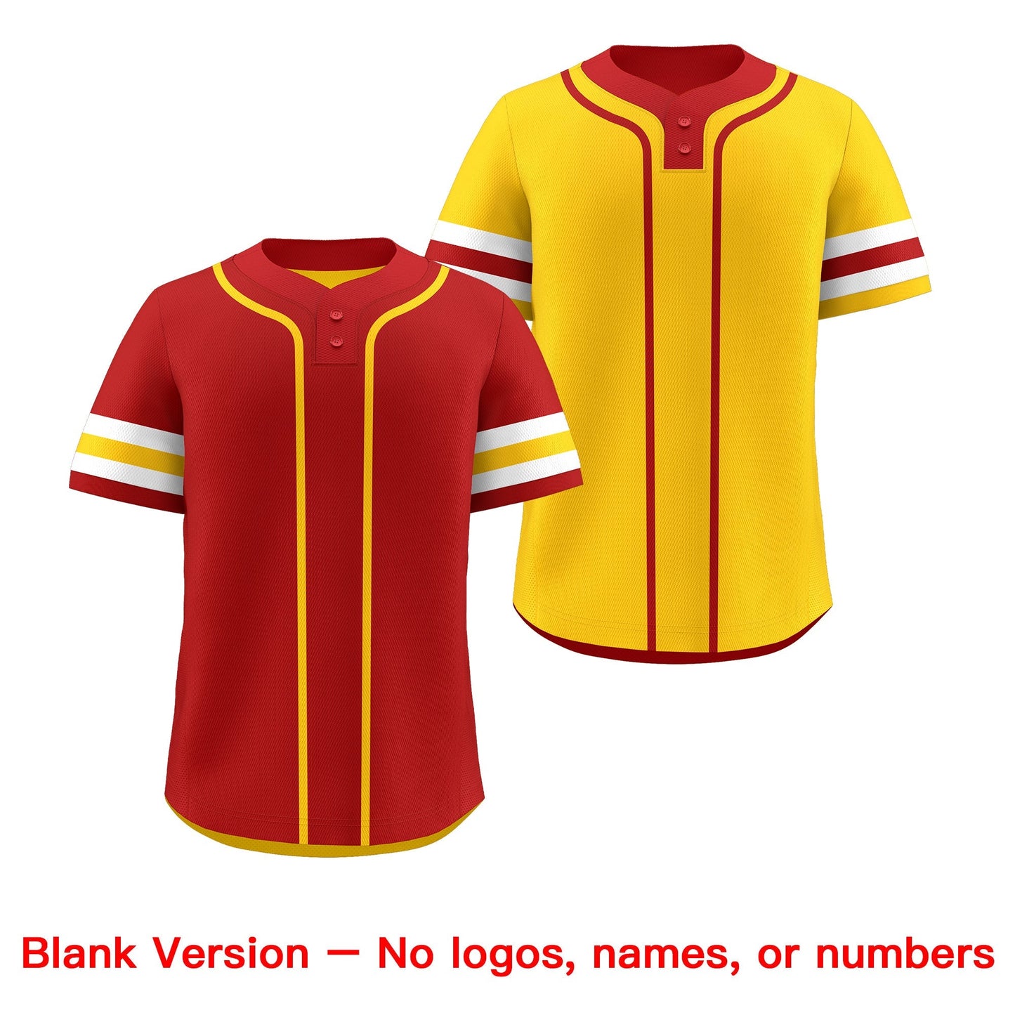 Custom White Gold Red Reversible Baseball Jersey Classic Style Two-Button Team Uniform