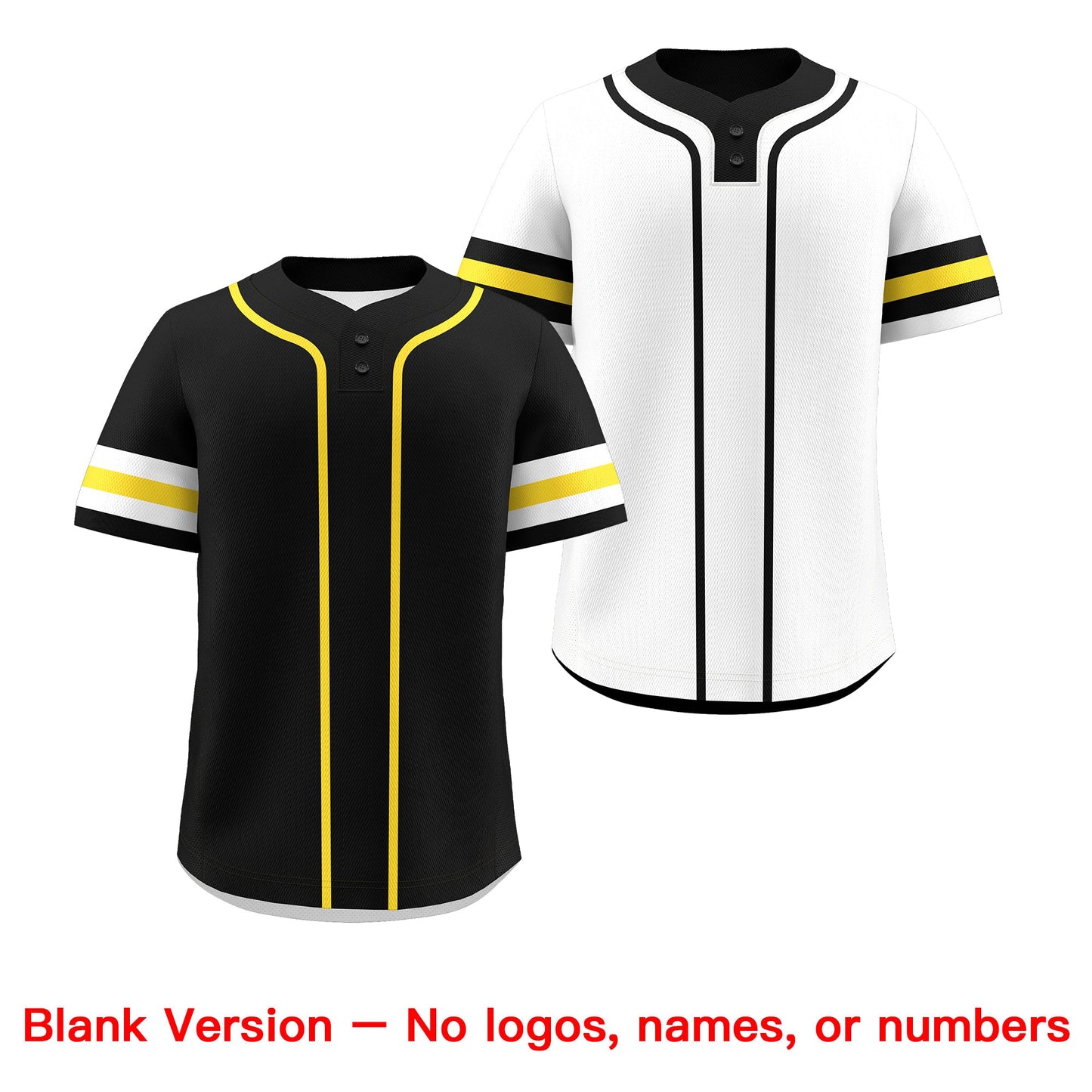 Custom White Gold Black Reversible Baseball Jersey Classic Style Two-Button Team Uniform