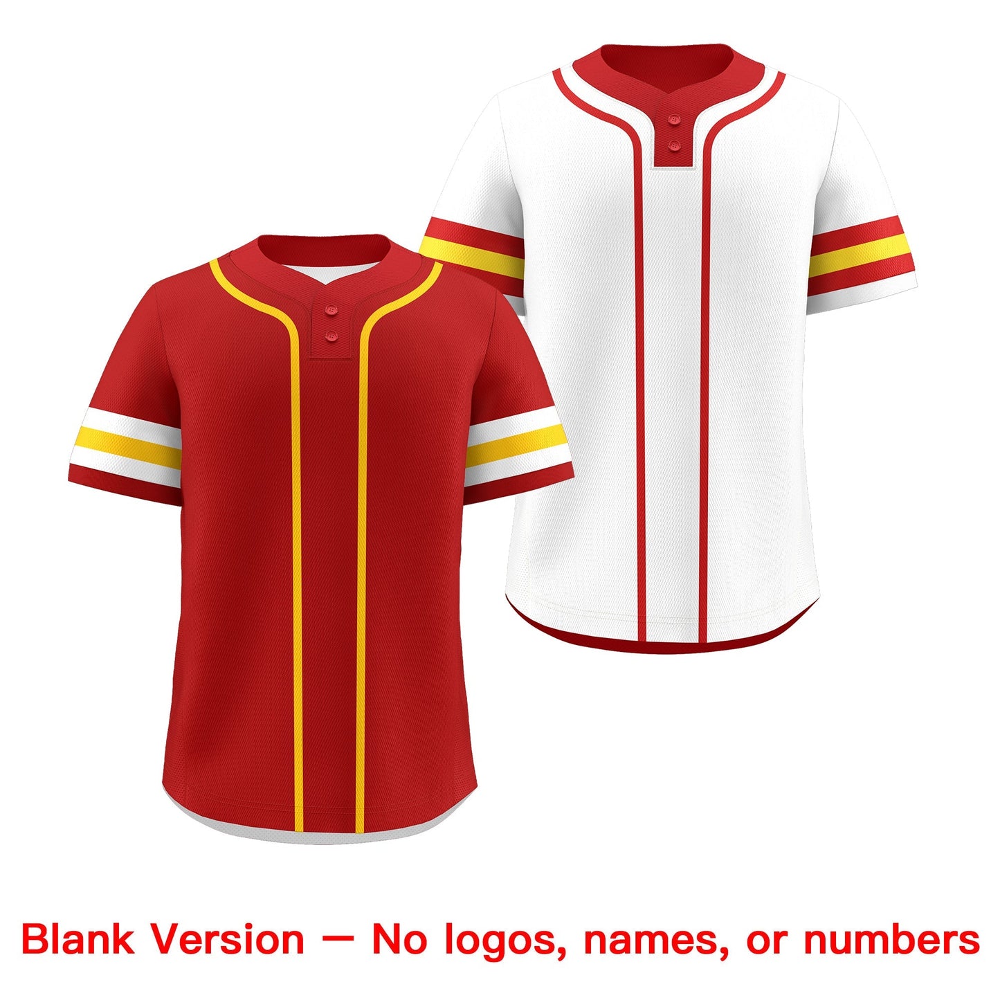 Custom White Gold Red Reversible Baseball Jersey Classic Style Two-Button Team Uniform