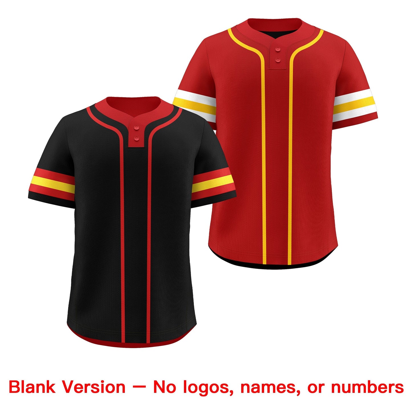 Custom Red Gold White Reversible Baseball Jersey Classic Style Two-Button Team Uniform