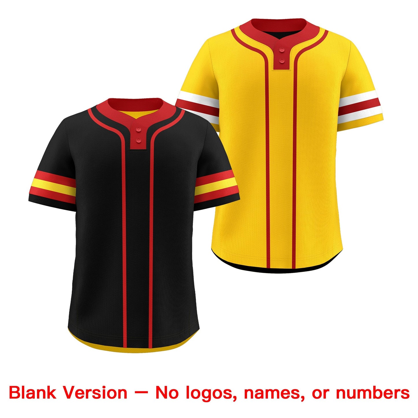 Custom Red Gold White Reversible Baseball Jersey Classic Style Two-Button Team Uniform
