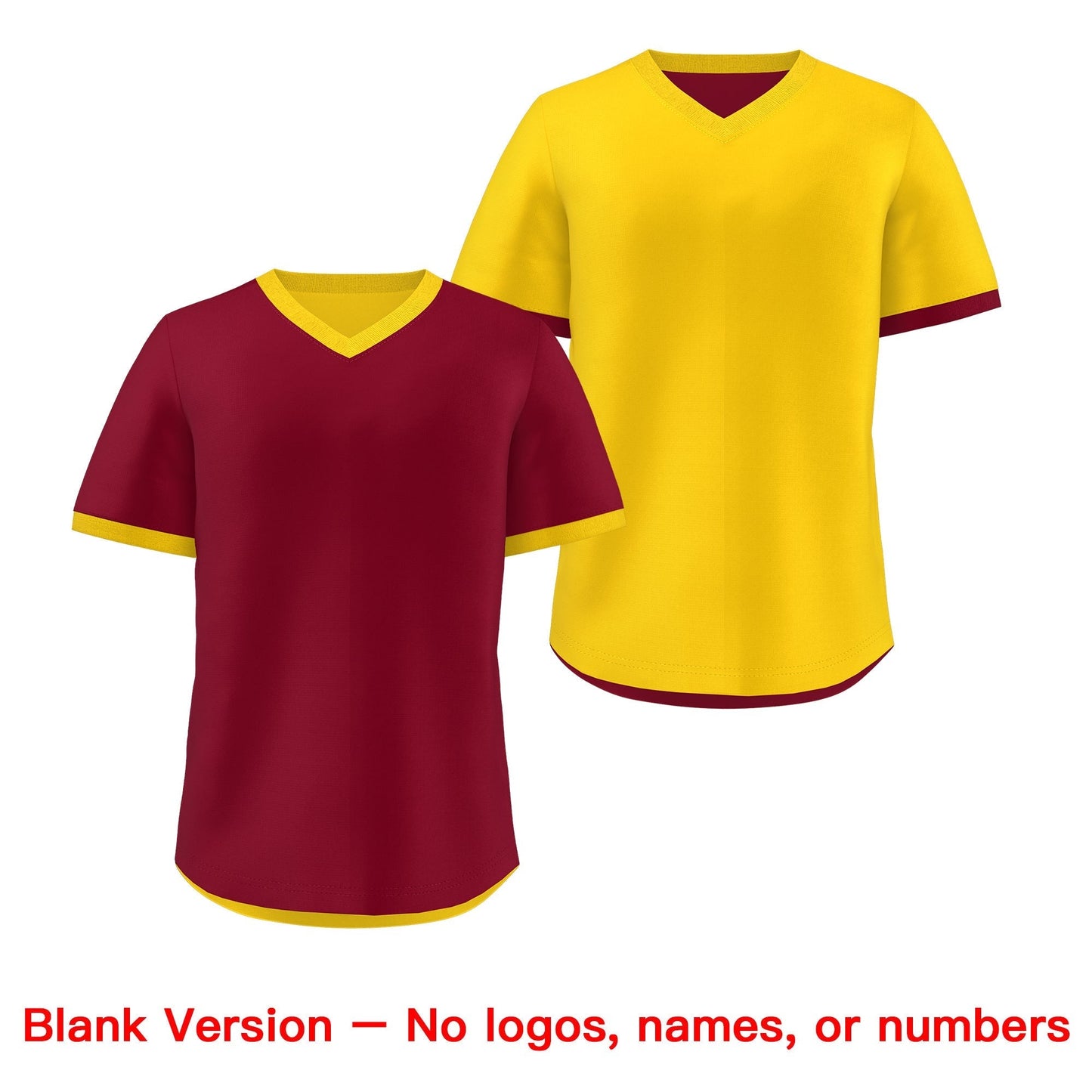 Custom Gold Red Reversible Pullover Baseball Jersey Classic Style Breathable