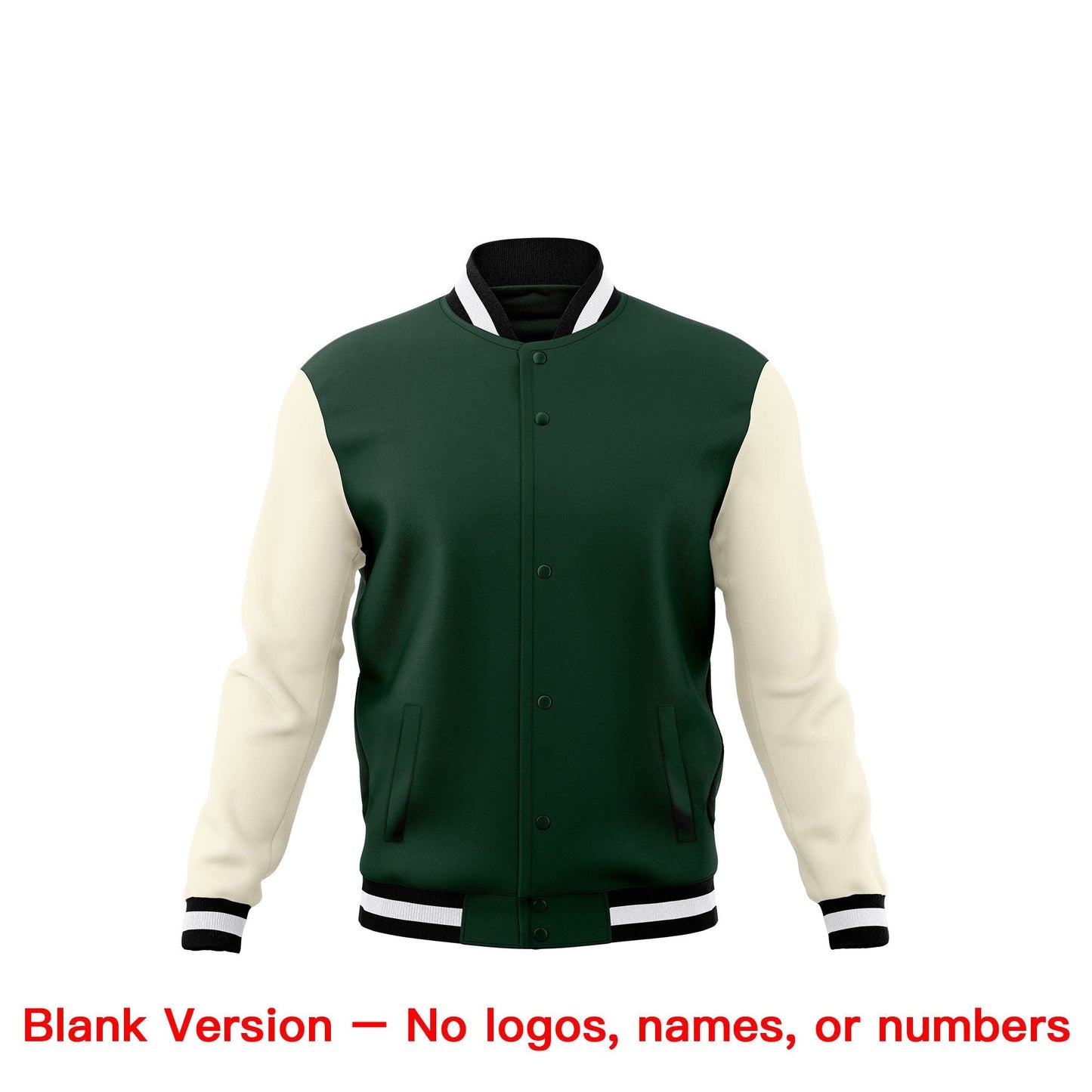 Custom Green Black White Jacket Classic Style Full-Snap Club & Spirit Wear Breathable