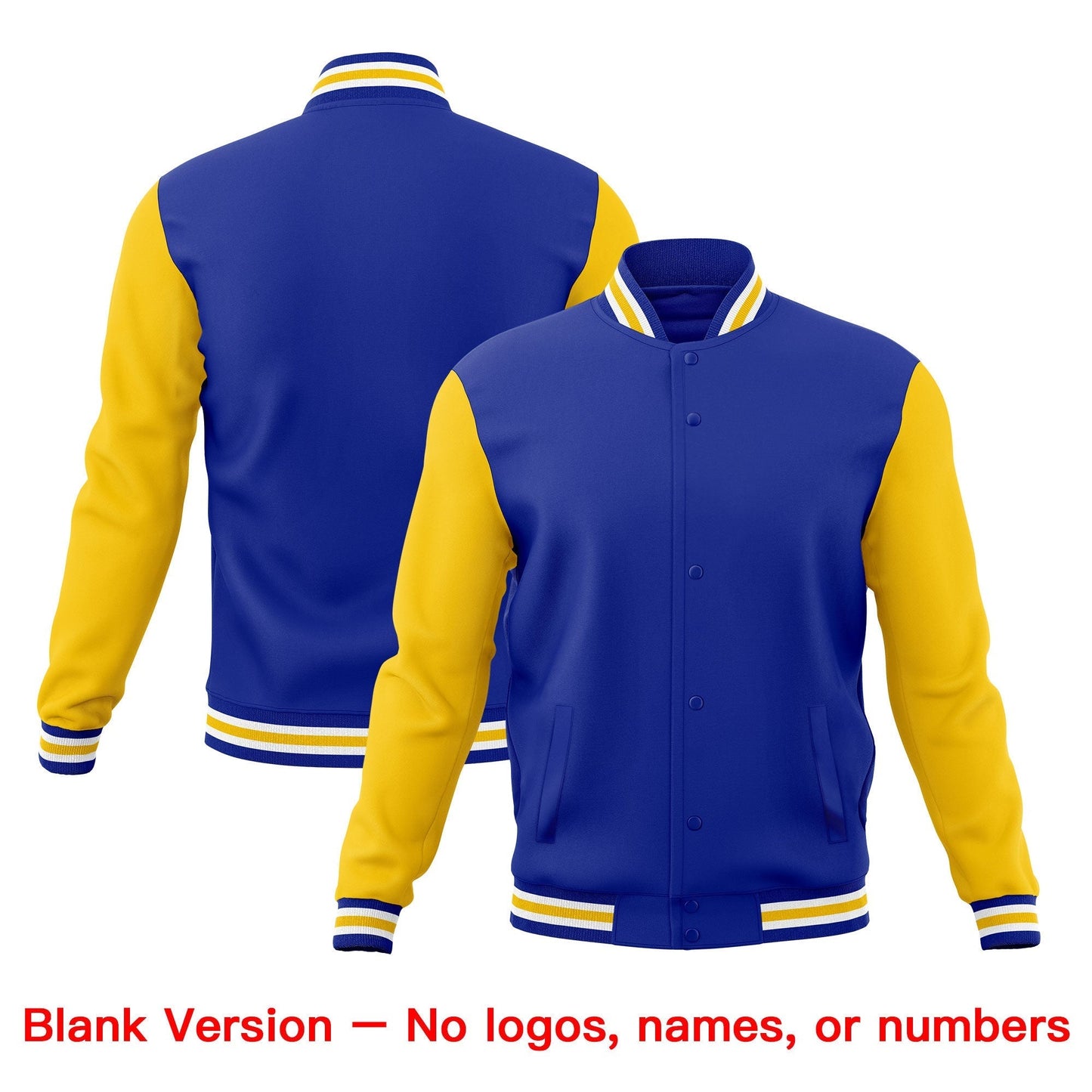 Custom Royal Blue White Gold Jacket Classic Style Full-Snap Club & Spirit Wear Wrinkle-Resistant