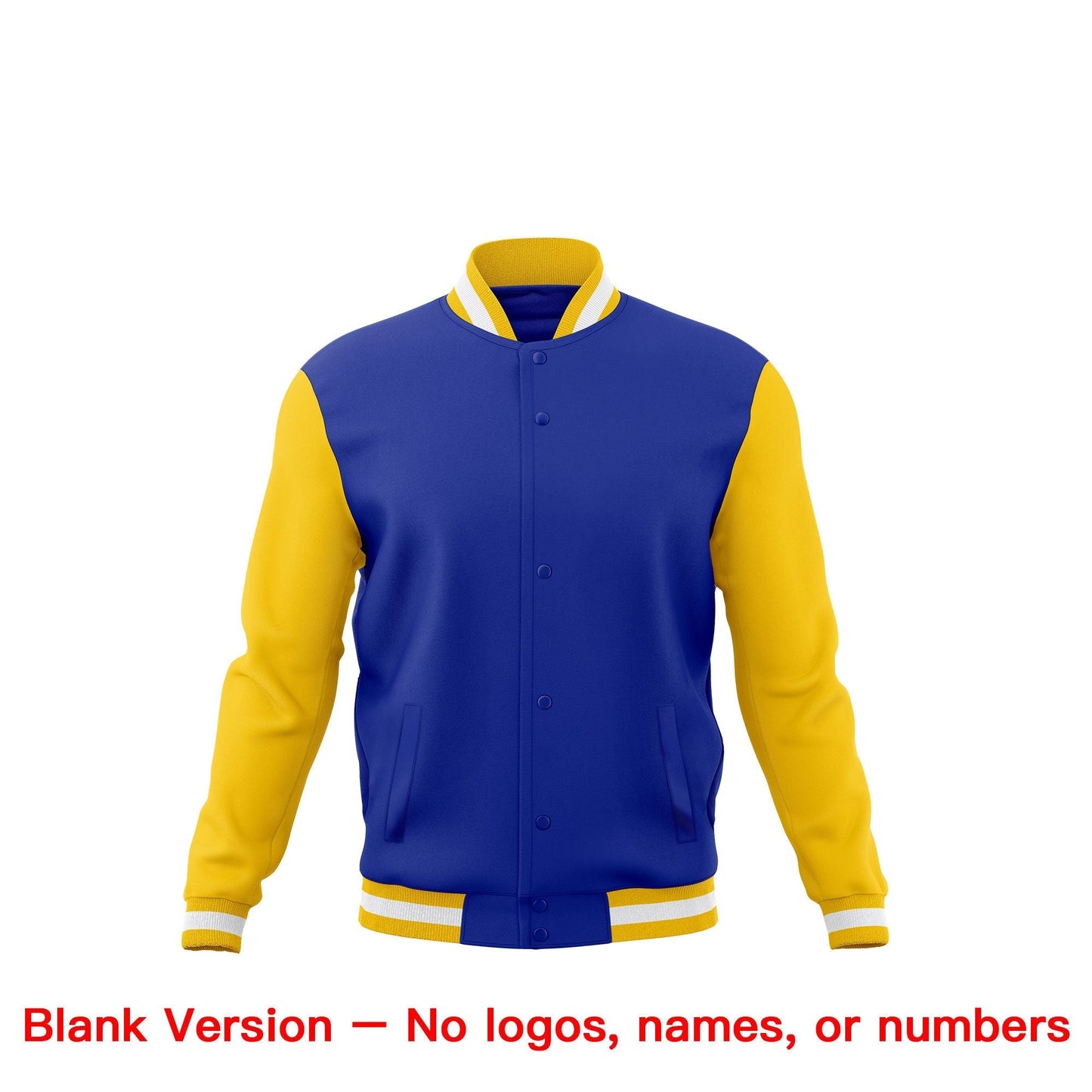 Custom Royal Blue Gold White Jacket Classic Style Full-Snap Club & Spirit Wear Breathable