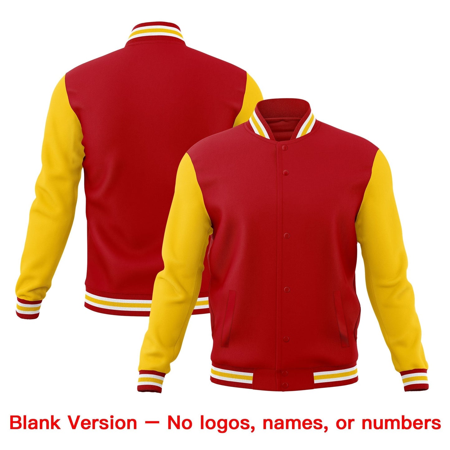 Custom Red White Gold Jacket Classic Style Full-Snap Club & Spirit Wear Breathable