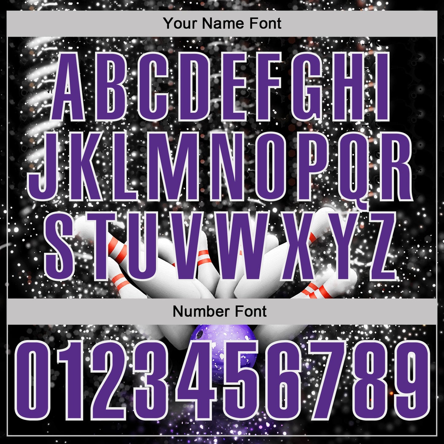 Custom Black Purple-White Bowling Strike Sparkle Performance Polo Shirt