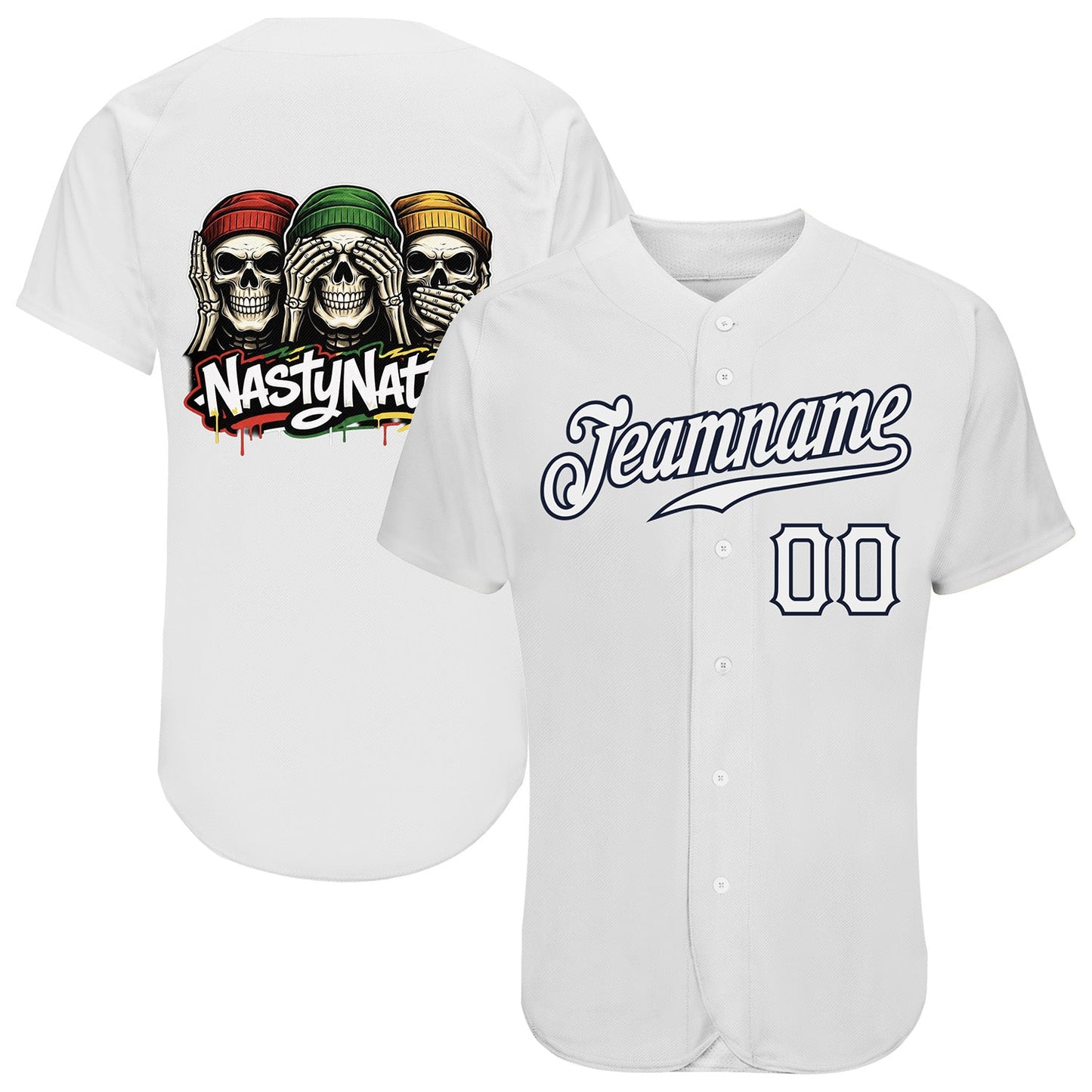 Custom White-Black Nasty Nation Daily Authentic Baseball Jersey