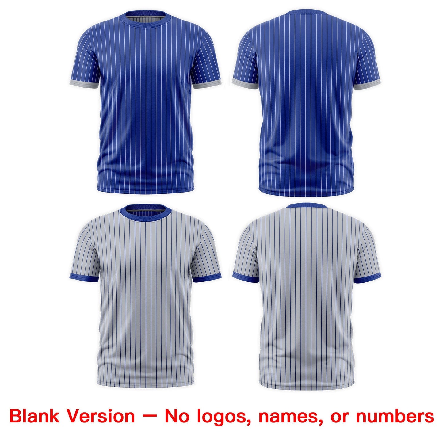 Custom T-shirt Silver Royal Blue White Reversible Stripe Fashion