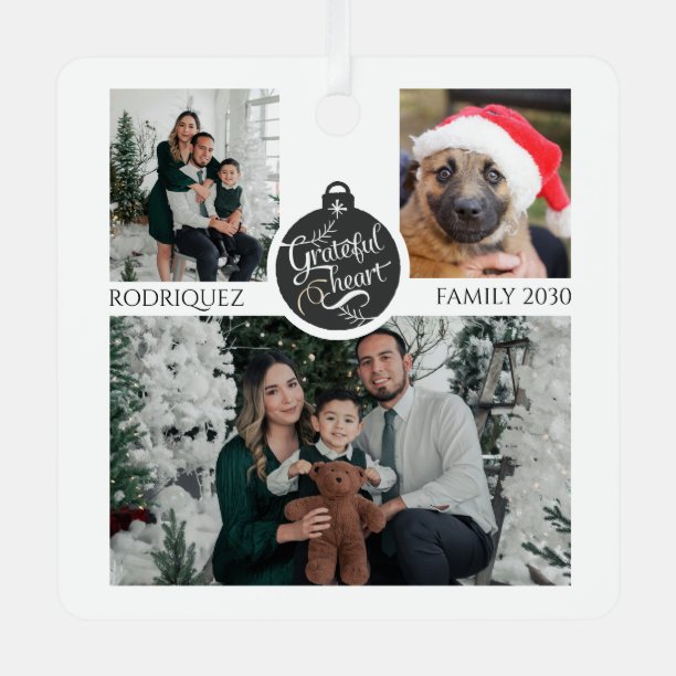 Christmas Family Photo Collage Ornament