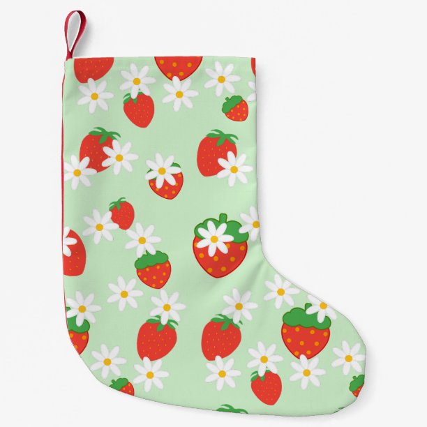 Cute Daisy Flower strawberry Christmas Pattern Small Christmas Stocking