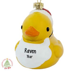 Personalized Santa Duck With Beard Fully Dimensional Plastic Ornament