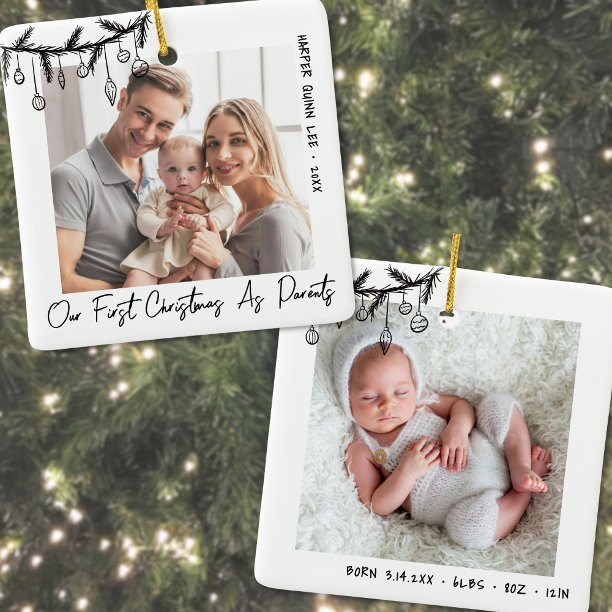 First Christmas As Parents Baby Photo Ceramic Ornament