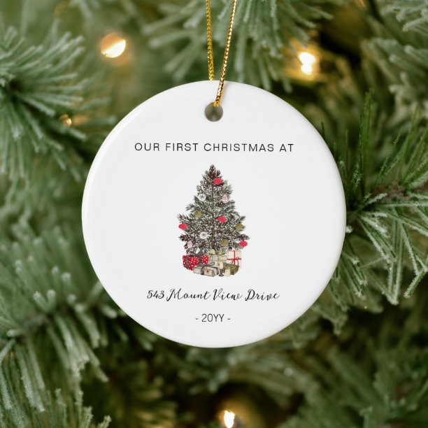 First Christmas in New Home - Address Ornament