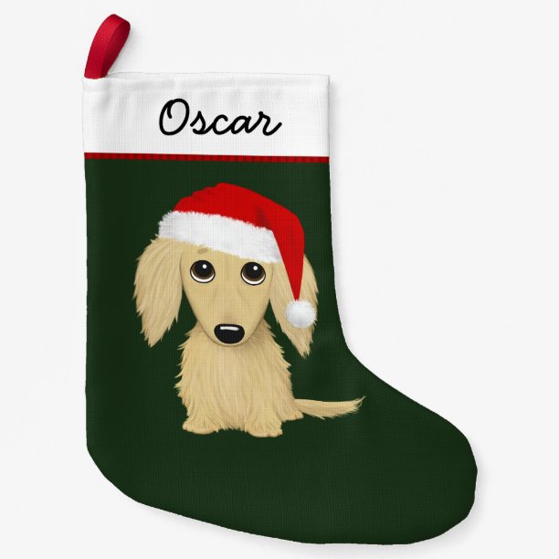 Longhaired Cream Dachshund Santa Cute Small Christmas Stocking