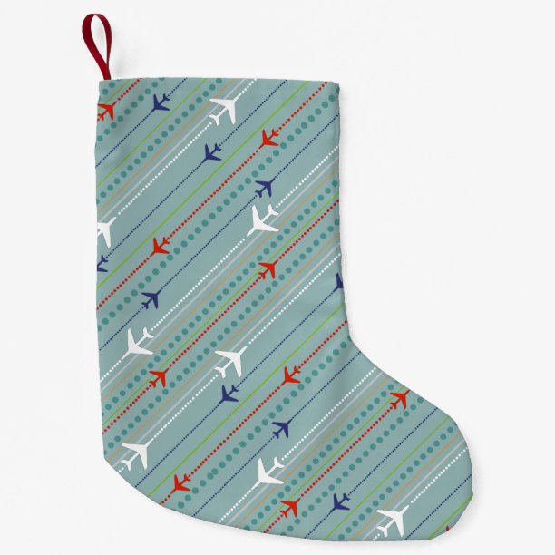 Retro Airplane Pattern Christmas Stocking