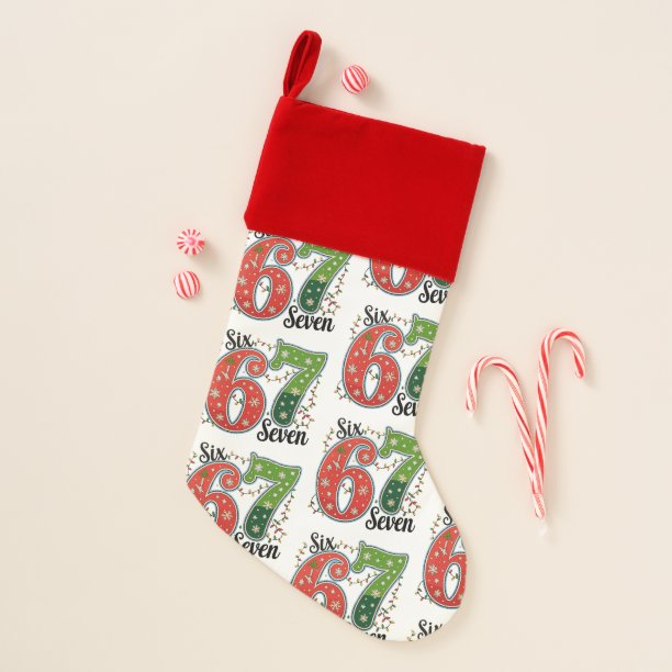 Six Seven 67 6 7 Christmas Meme Funny Xmas Lights Stocking