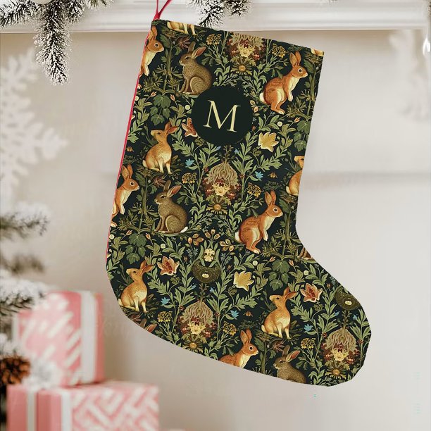 William Morris Woodland Floral Rabbits Christmas Small Christmas Stocking