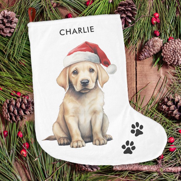 Yellow Labrador Personalized Dog Lover Christmas Large Christmas Stocking