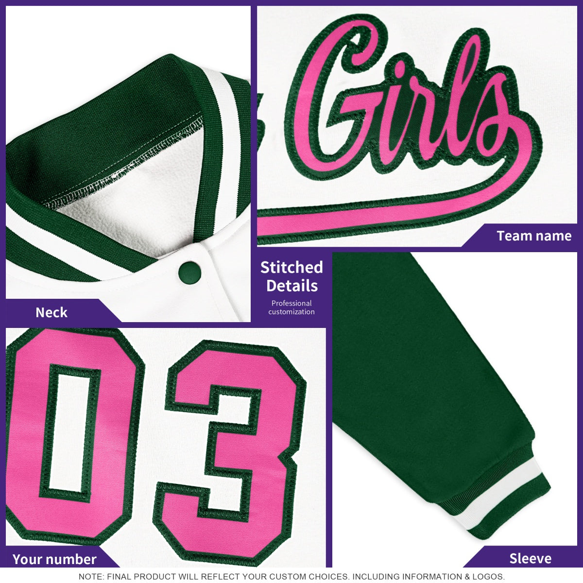 Custom Black Burgundy White Jacket Classic Style Full-Snap Club & Spirit Wear Wrinkle-Resistant