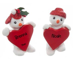 Personalized TWO Snowmen Fully Dimensional Standing Keepsakes