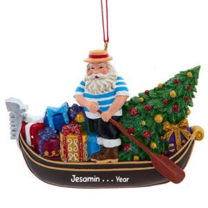 Personalized Santa In Colorful Gondola Italy Souvenir Ornament