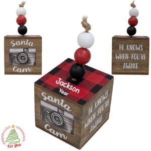 Santa Cam Cube Personalized Wooden Cube Ornament