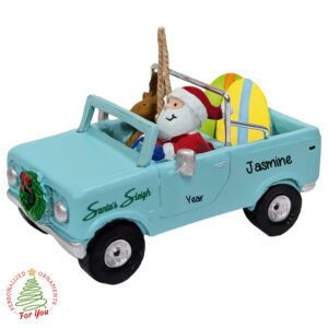 Personalized Santa Beach Jeep Fully Dimesional Ornament