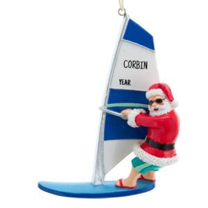 Personalized Windsurfing Santa Ornament – Nautical Christmas Keepsake