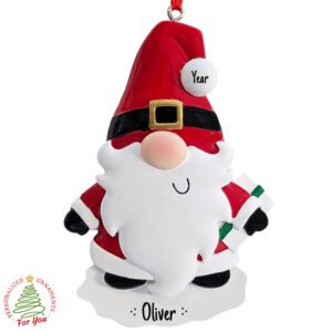Personalized Santa Gnome Ornament – Custom Holiday Keepsake
