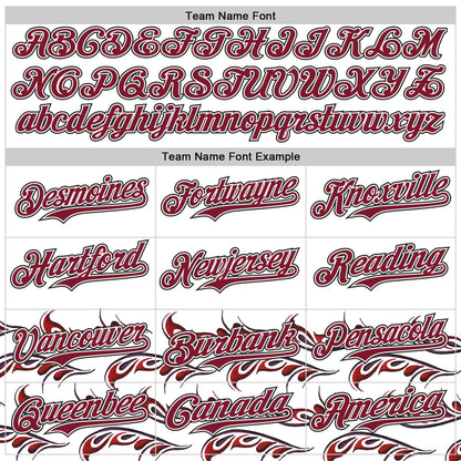 Custom White Crimson-Black Flame Feather Authentic Baseball Jersey