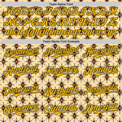 Custom Yellow Gold-Black Geometric Ethnic Authentic Baseball Jersey