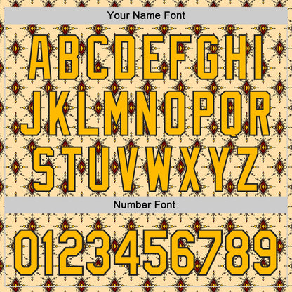 Custom Yellow Gold-Black Geometric Ethnic Authentic Baseball Jersey