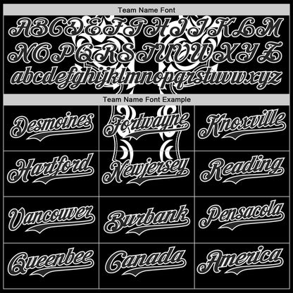 Custom Black-White Baroque Floral Scroll Authentic Baseball Jersey
