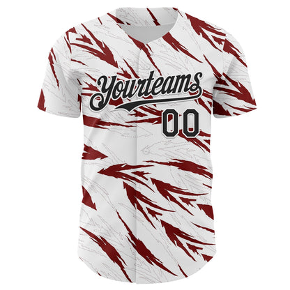 Custom White-Black Flame Feather Authentic Baseball Jersey