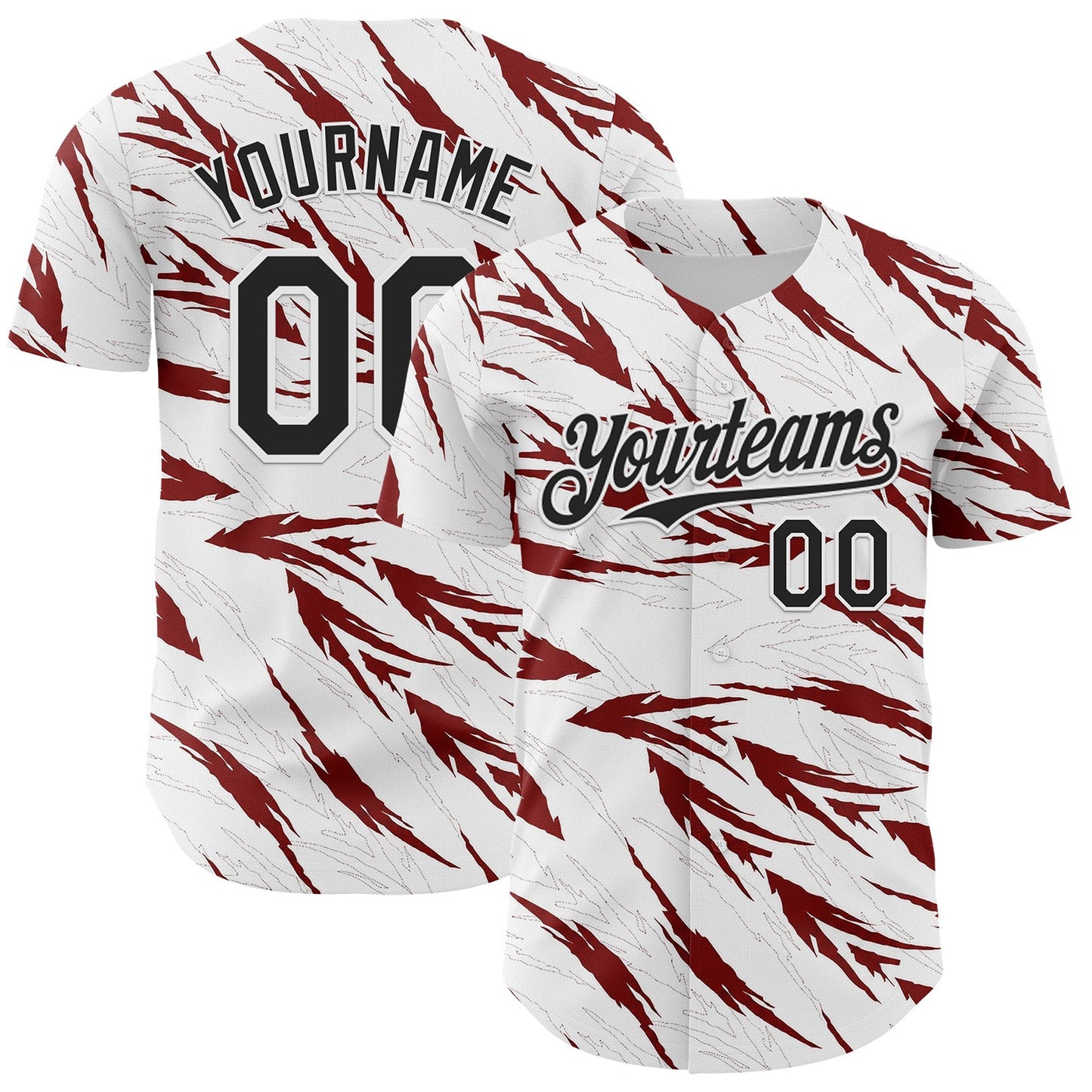 Custom White-Black Flame Feather Authentic Baseball Jersey