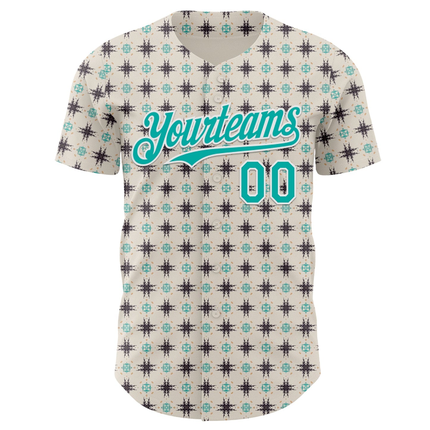 Custom White-Aqua Tribal Ethnic Authentic Baseball Jersey