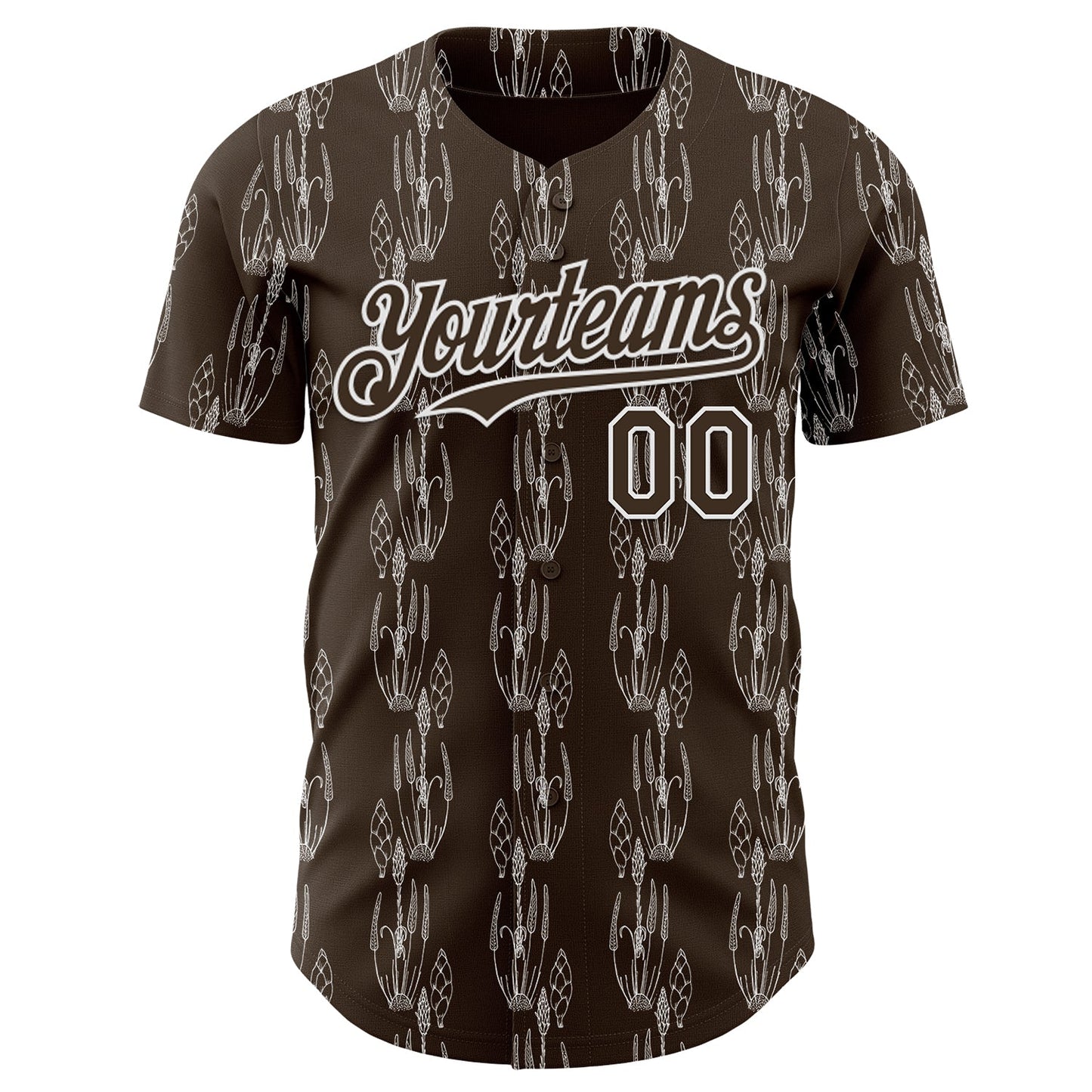 Custom Brown-White Botanical Leaves Authentic Baseball Jersey